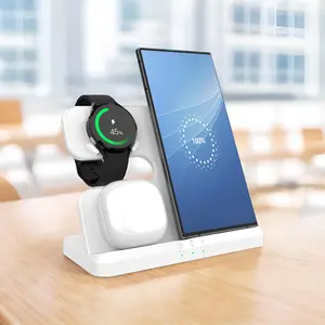 3-in-1 Wireless Charger Stand, 15W Fast Charging Station for Samsung S24 S23 Ultra S22 S21 S20 Note 20 Series ZFlip/Fold, Galaxy Watch 7/6/5/4, Buds 3 2 Pro
