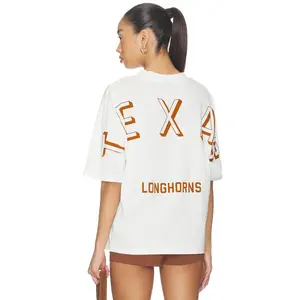 Hype and Vice The University Of Texas At Austin Football Oversized Tee in Burnt Orange White & Burnt Orange