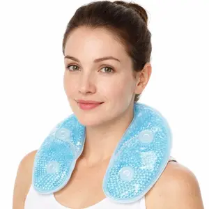 Gel Bead Neck & Shoulder Wrap for Pain Relief, Plush U-Shaped Therapy Pad, Reusable Hot & Cold Compress for Swelling & Injuries