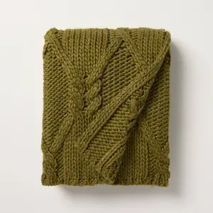 Cable Knit Throw Blanket Green - Hearth & Hand with Magnolia