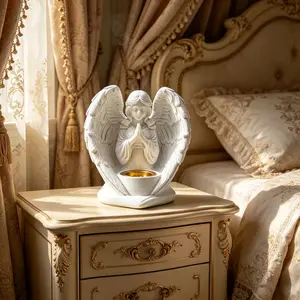 European Style Guardian Angel Candle Holder, Resin Incense Burner, Desktop Decor, Office Living Room Bedroom Entryway Decoration, Gift for Thanksgiving Christmas