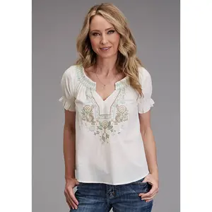 Women's Stetson Cream Cotton Western Blouse