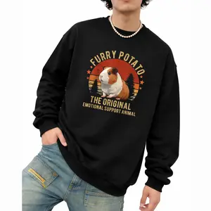 Long Sleeve Sweatshirt with Retro Guinea Pig 'Furry Potato' Print – Unisex Summer 2026