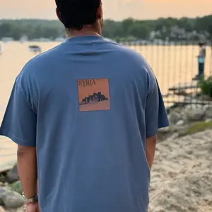 Syria T-shirt - Heavyweight 100% Cotton Unisex Designed with the Aleppo Citadel laser engraved patch  Oversized Breathable Fabric Tshirt