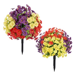 Colorful Faux Flower Bouquet, UV Resistant Fake Flowers for Indoor Outdoor Use, Perfect Wedding Decoration, Durable Floral Accents Spring/Summer Artificial Flowers for Wedding & Party