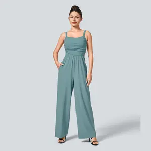 Halara Breezeful Backless Crisscross Lace Up Side Pocket Quick Dry Casual Jumpsuit