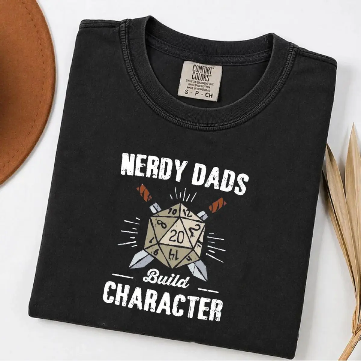 Comfort Colors Nerdy Dads Build Character Shirt, Dnd Dad, Tabletop Rpg Father Tee, Gamer Dad Gift, Unisex Short Sleeve Tee, Crewneck Top
