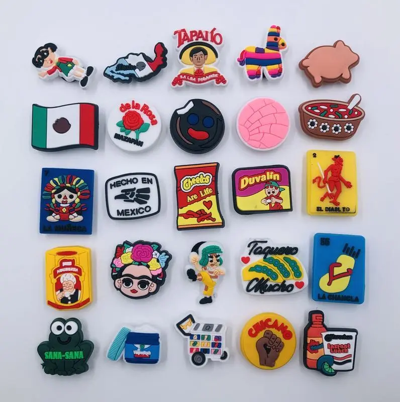 25pc Mexican Hispanic Shoe Charms Accessories Fits Shoes Wristband Accessories Footwear Comfort Colorful