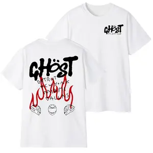White Streetwear T-Shirt – Ghost Racing Club | Helmet & Flames Print