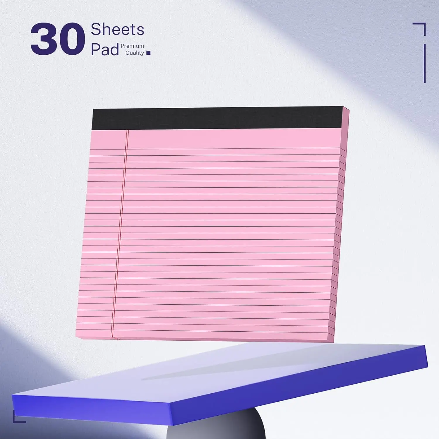 Wide Legal Pads 11" x 9.5" Landscape Pink Purple Blue Green Yellow College Ruled Note Pad Narrow Ruled 30 Sheets per Notepad Perforated Writing Paper Thick Backboard Horizontal Pads of Paper