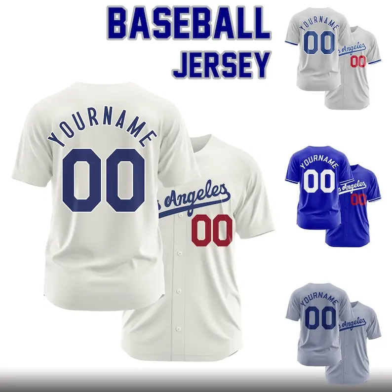 Custom Los Angeles Dodgers Baseball Jersey Personalized Name & Number Jersey Shirt, Gift for Men Women Kids and Baseball Fans