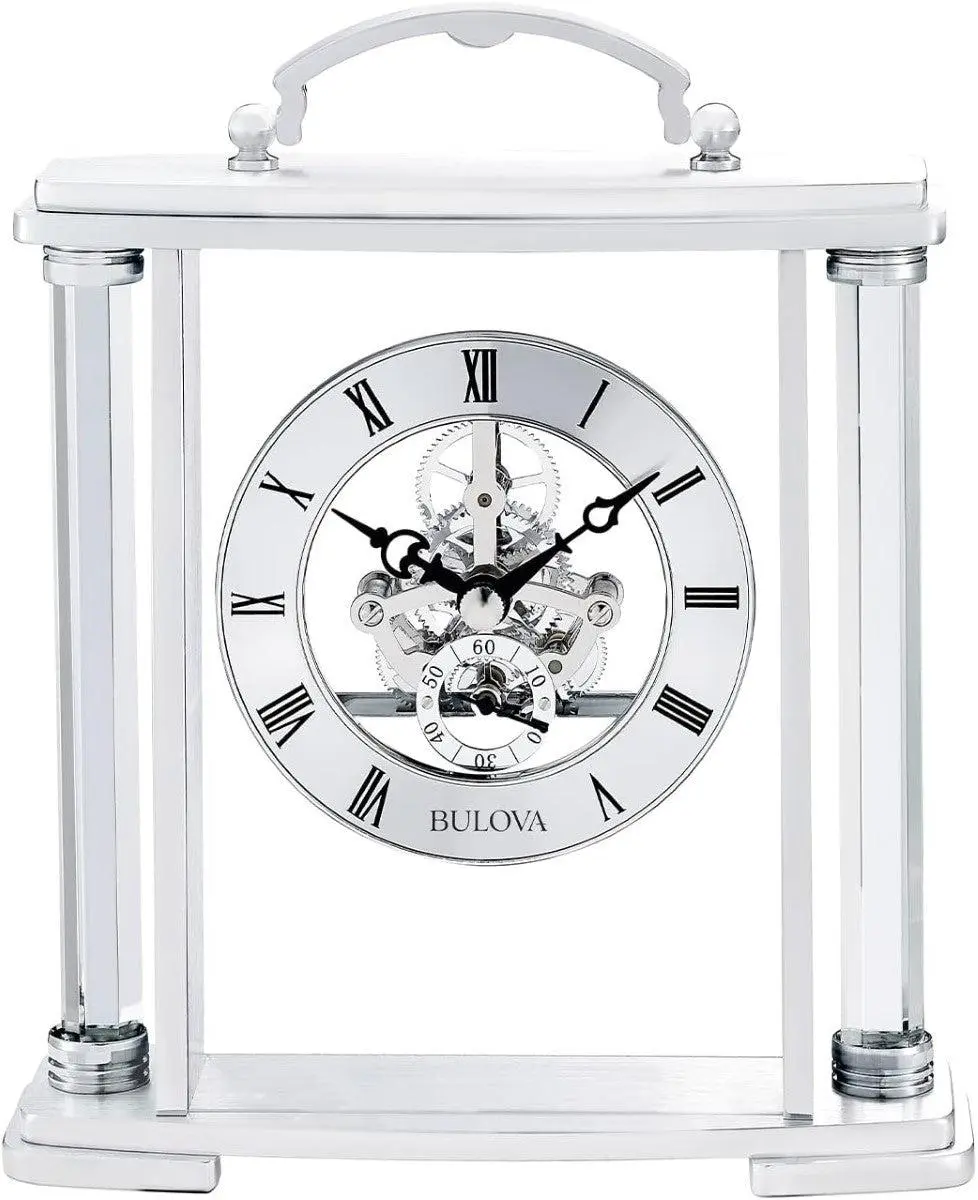 Bulova B1720 Adrienne Floating Skeleton Metal Mantel Tabletop Clock