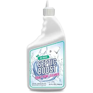 Septic Safe Toilet Bowl Cleaner - Septic Boost Acid-Free Toilet Cleaner with Enzymes for Septic Tank  - Effective Cleaning & Deodorizing Bio-Based Liquid Toilet Bowl Cleaner (1-Quart)