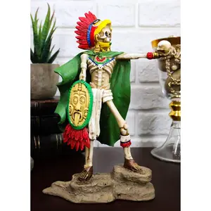 Tenochtitlan Aztec Eagle Warrior Skeleton Statue Day of The Dead Skull Phantom