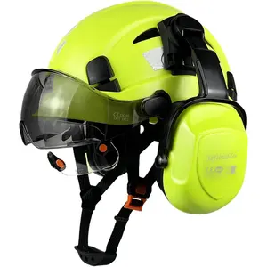 Industrial Safety Hard Hat with Visor, Ear Muffs, Vented Design, 2 Visors (Inside & Outside), 6-Point Suspension, Adjustable Fit, Impact Guard for Construction Head Protection,summervibes