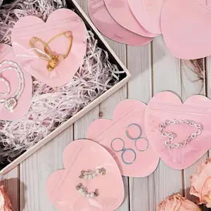 20pcs Heart Jewelry Bags, Elegant Jewelry Storage Boxes, Heart-Shaped Cutout Design, Secure Closure, Ideal Gift Packaging