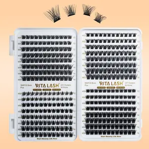 RITALASH 384pcs 4-Style Cluster Lashes Book, Lash Clusters Eyelash Extensions, Cosmetic False Eyelashes DIY Extension Kit, Reusable Natural Look Lashes Mix 10-16mm