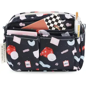 Multi-functional Portfolio Organizer, Waterproof Travel Pouch Zippered Case, Small Journal Supplies Storage Case for Notebooks, Stationeries, Make-up, Office Supplies.Black Scarf