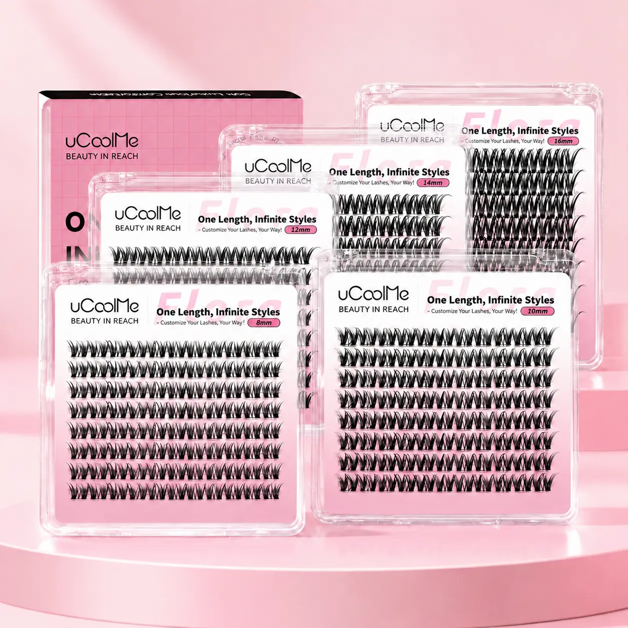 uCoolMe Flora Lash Clusters, Ultra-Thin Band Individual Eyelash Extensions, Soft & Comfortable False Lashes, Long-Lasting DIY Eyelashes for Beginners, Easy At-Home Application, Natural Makeup Look, Beauty Gifts for Her, Gift for Lash Lovers