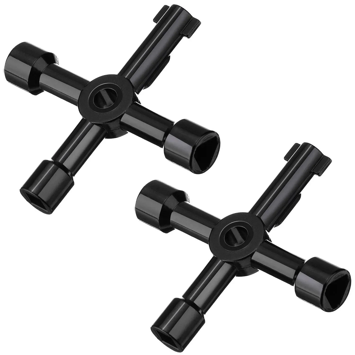 2 Pack Electric Cabinet Panel Keys Gas Meter Keys Water Key Utility 4-way Keys for Multi-application, Black