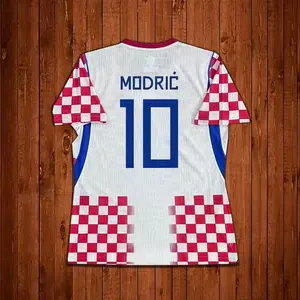 Red and White Checkered Team Breathable Sport Top Unisex Soccer Jersey