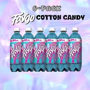 Faygo Cotton Candy Soda Pop 6-pack 24oz Exotic Soda - Beverage - Flavor Drink
