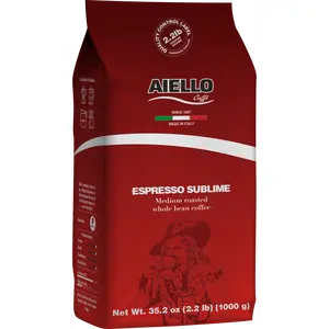 Aiello Caffé Italian Espresso Sublime Coffee Beans 2.2 lb Bag Medium Roasted Whole Bean Blend for Pour Over Drip & Espresso Machine