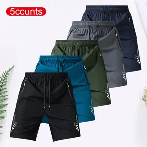 5 pieces - Men's lightweight casual shorts - Elastic waistband, two side zippered pockets, breathable fabric, suitable for basketball, running, beach and outdoor activities - Casual sports shorts  #SummerVibes#SummerVibes