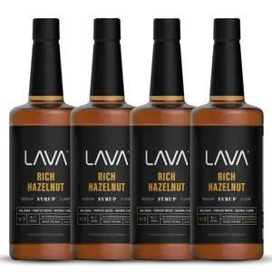 (4-Pack) LAVA Premium Rich Hazelnut Coffee Syrup 33.8oz (1-Liter) | Natural, Gluten Free, Non-GMO, No Artificial Sweeteners, Flavors, or Colors. Beverage