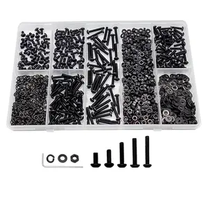 955 count M3 Screw Assortment Kit, Metric Screw Assortment, M3 x 6/8/12/16/20mm Screw Bolt Assortment Sets, Hex Socket Button   Nuts Kit