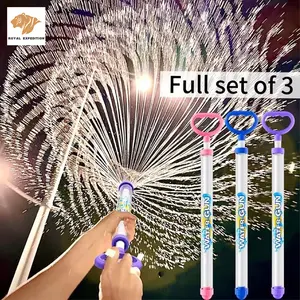 3-Piece Fireworks Water Gun Set, Romantic Photography Props, Pull-Down Outdoor Sprinkler, High-Pressure Fountain, Kids' Toy, Water Battle Gun