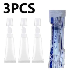 3pcs Empty Lip Gloss Tubes 15ML, Transparent Soft Mini Cosmetic Containers, Reusable Lip Balm Squeeze Tubes for DIY Makeup Travel, Includes Needle-Free Injector