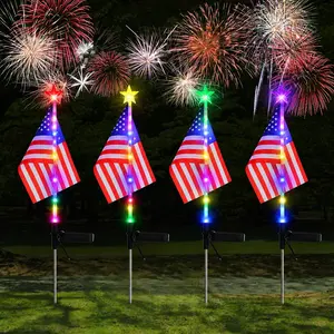 4Pcs American Flag Lights,Solar LED Lights,Solar LED String Lights,Waterproof Led Patriotic Flag Light of The United States for Yard,Garden Decoration,July 4th Independence Day,Labor Day, Festival,Holiday,Party Decoration,Christmas Decorations tiktokshops