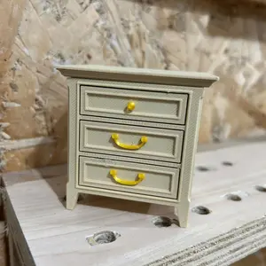 Dollhouse Bedside Table, Drawer Cabinet, Storage Cabinet Model, Dollhouse Additions Miniature Model, 1:12 Scale Model Room Bedroom Scene Decoration Props And Photography Props, Micro Landscape Handmade Crafts, Perfect Choice for Holiday Gifts