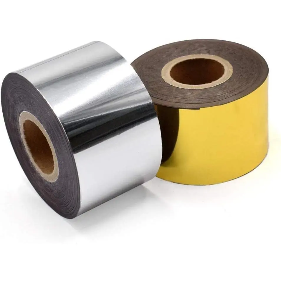 2 Rolls (Gold+Silver) Hot Stamping Foil Paper 1.5''x400ft/Roll Hot Foil for Leather Bronzing Machine Good Stamping Effect DIY Decoration for Cloth Package Box PU Heat Transfer Anodized Gilded Paper