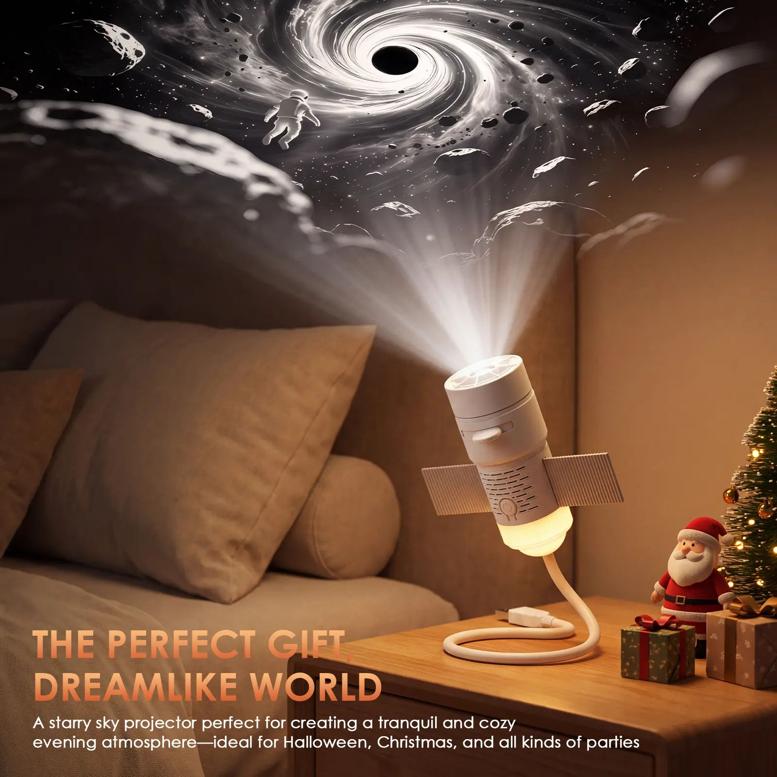 Starry sky projector night light, comes with 5 HD projection slides, USB portable starry night light, 360° rotation with dual auto-off function, mini LED ceiling and wall light, high-definition bright patterns!