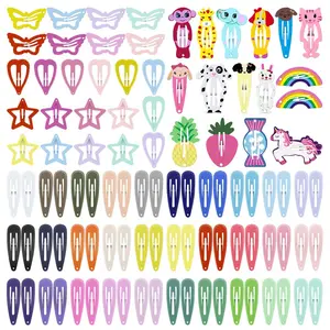 Hair Clips Colorful Hair Barrette Metal Cute Snap Hair Clips for Girls, Toddlers, Kids - 2 inch, 100pcs