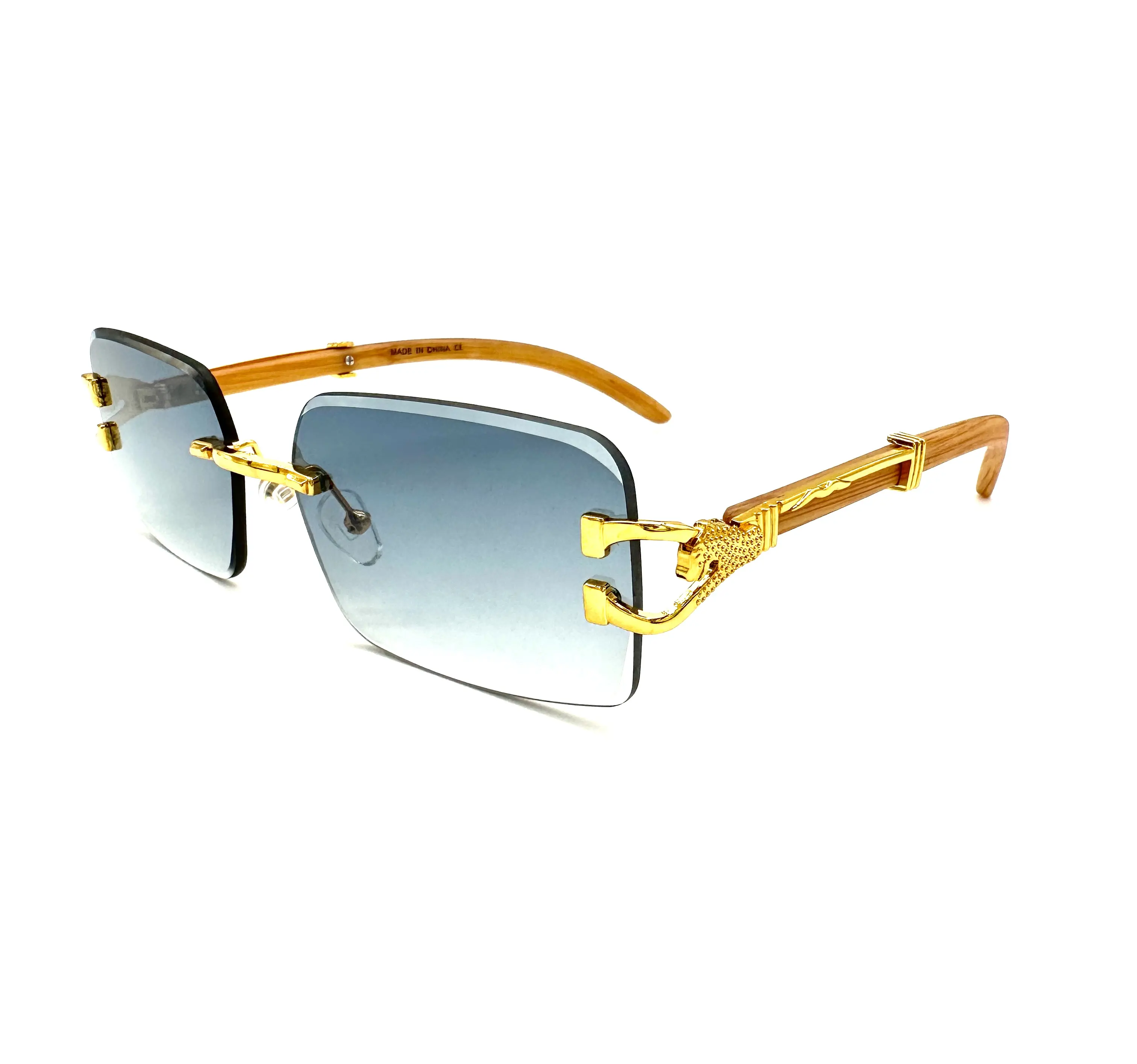 Gold/Silver Jaguar Vintage Great Quality Wooden Frame Shades/Sunglasses