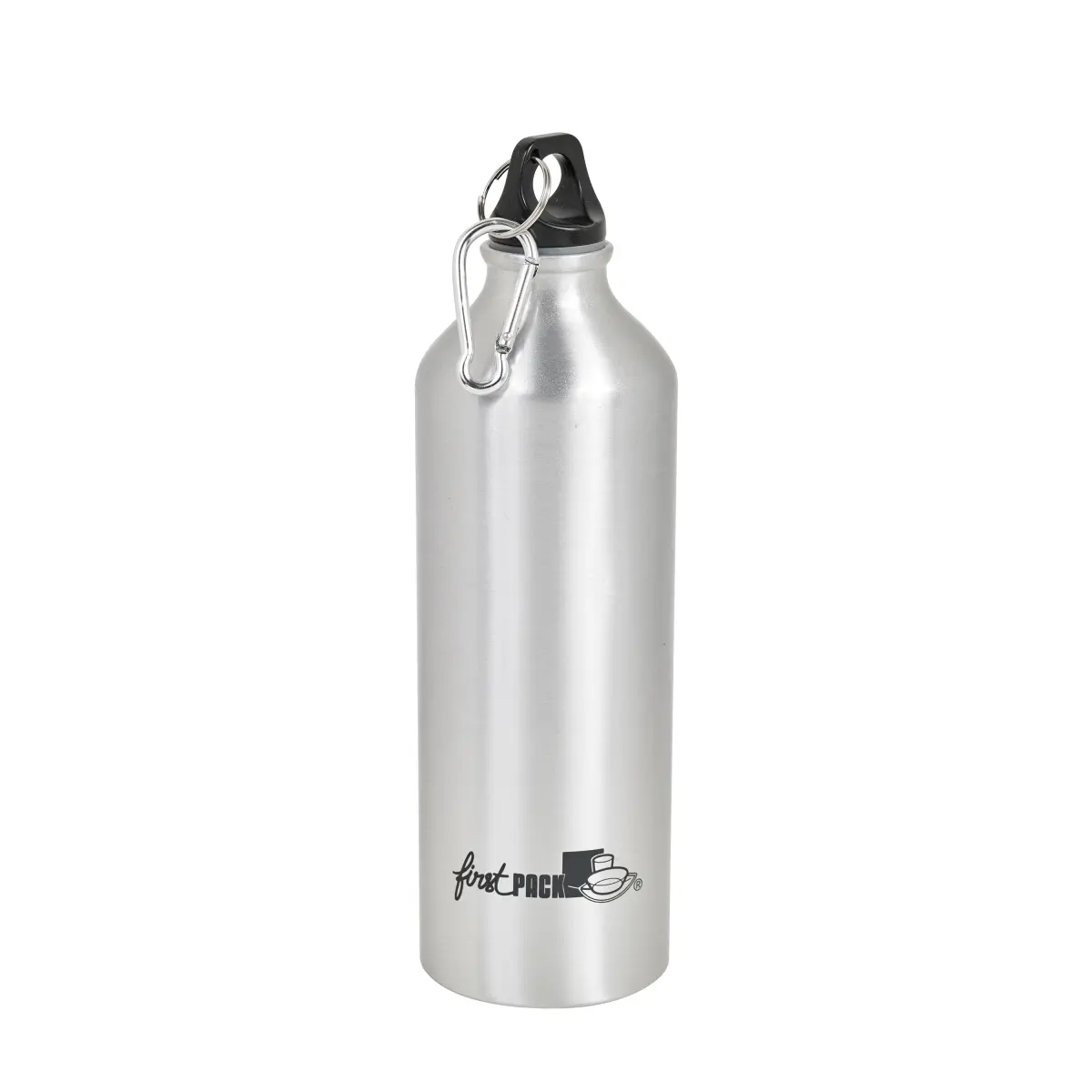 Packnwood 294IBOUTA750 25 oz Noxbottle Reusable Aluminium Water Bottle with Carabiner Clip Lid, Silver