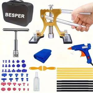 Car dent repair tool set - equipped with puller, dent pulling tool and suction cup, suitable for unpainted car repair and removal tool for hail damage on the car body