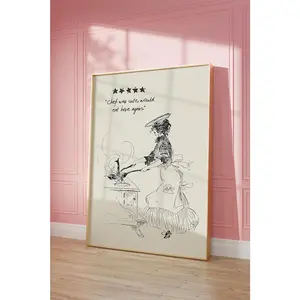 Aesthetic Kitchen Decor Cute Cooking Art Kitchen Wall Art Print Vintage Woman in Kitchen Art Chef Was Cute Print Decoration Poster Gift Glossy Ornaments Photo Room Artistic