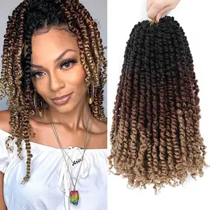Ombre Color Pre-twisted Passion Twist Crochet Hair 14 Inch 1B/30/27 Passion Twist Hair Pre looped Curly Synthetic Hair for Brown Bohemian Passion Twists for Black Women