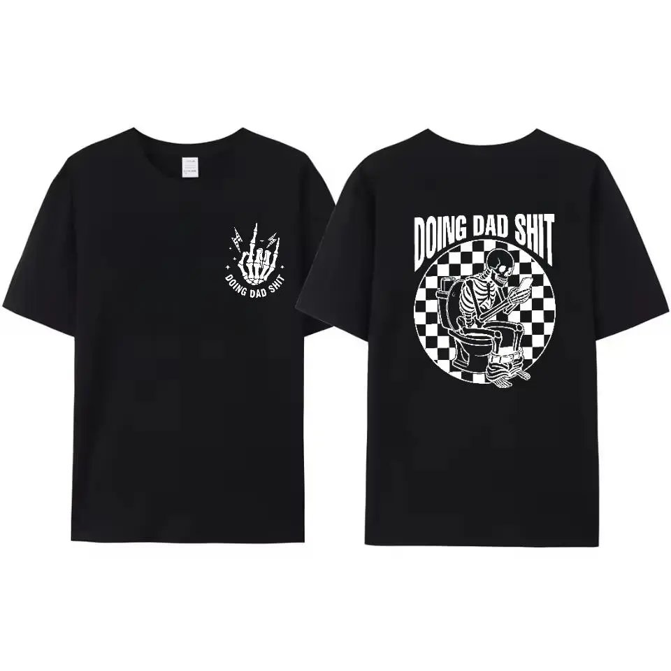 Women's Funny 'Doing Dad Shit' Graphic Crew Neck T-Shirt - Soft Cotton Shortsleeve Breathable Tee, Classic Cut Streetwear Layer, Christmas Bow Accent Casual Top