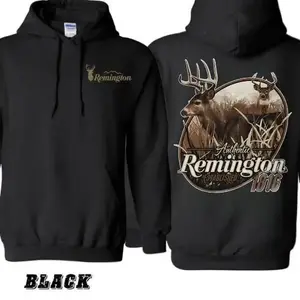 Remington Hunting Hoodie – Authentic Deer Buck Graphic Sweatshirt, Outdoor Camo Pullover, Remington 1816 Established Hunting Apparel for Men & Women
