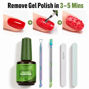 COSMOO 15 ML Magic Gel Nail Remover Kit No Need Soaking or Wrapping Gel Remover for Nails 3-5 Minutes Easy And Quick