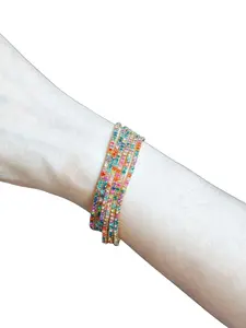 Rainbow Stacked Bracelet, Stylish Layered Jewelry, Perfect for Everyday Wear, Colorful Accessory for Women, Trendy Fashion Item