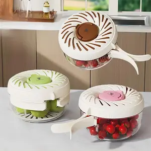 Multi-functional Fruit and Vegetable Cleaning Basket, with Cooling Ice Compartment and Portable Lid, Foldable Strainer Bowl, Spinner Bowl, BPA-Free with Slim Holes and Handles, for Cooking, Outdoor Picnic Boxes