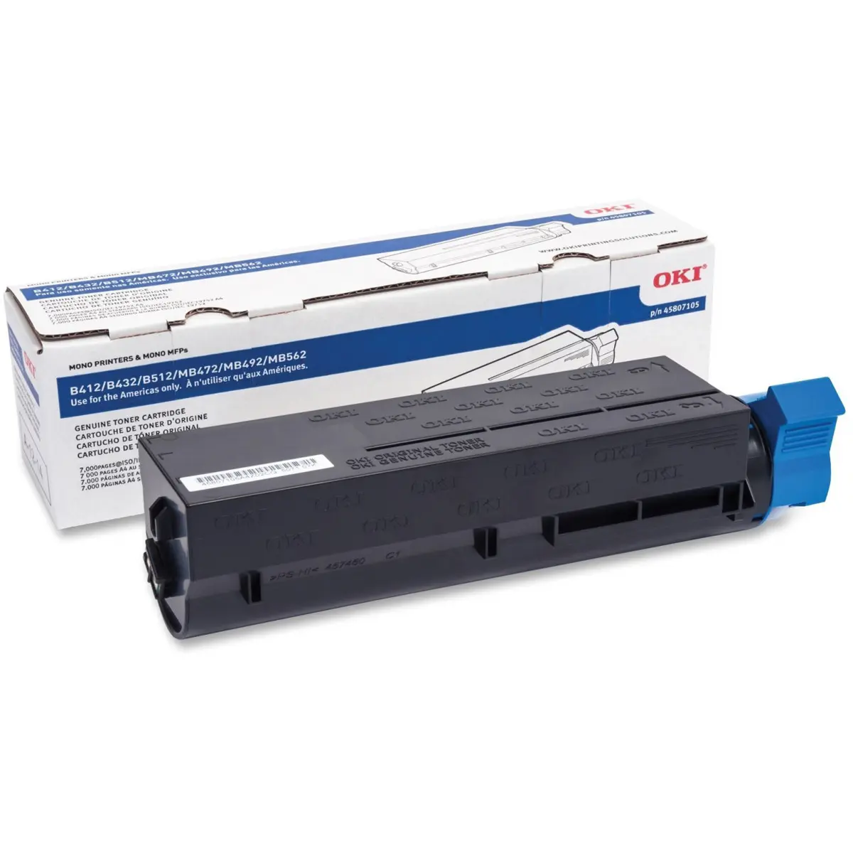 OKI Data 45807105 Laser Toner Cartridge (Black) in Retail Packaging