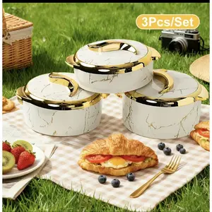 3PCS Insulated Thermal Serving Bowl Set, Stainless Steel Casserole Dish with Lids Keep Food Warm Cold