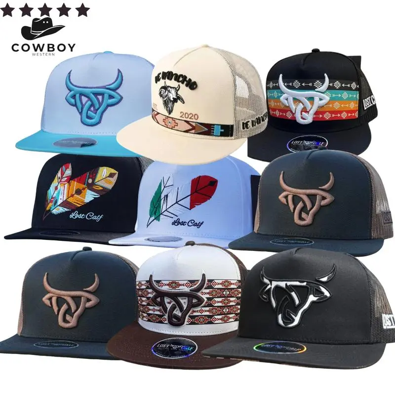 Lost Calf Men's Black Mexicalf Flat Bill Adjustable Snapback Cap Hat
